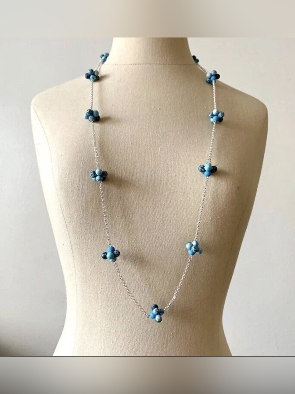 Viva Beads Blue Cluster Bead Long Necklace - Women Jewelry